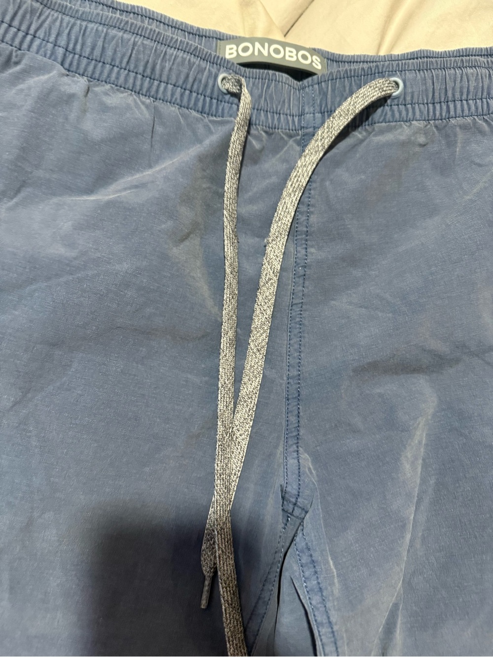 Bonobos Navy Blue Drawstring cotton-nylon Shorts with Gray Cord